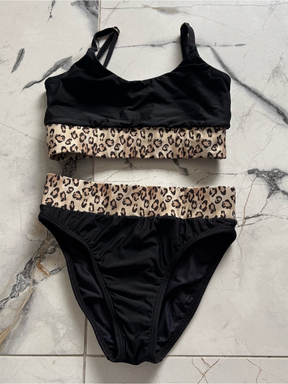 PQ Swim Black Bikini with Leopard Print Trim